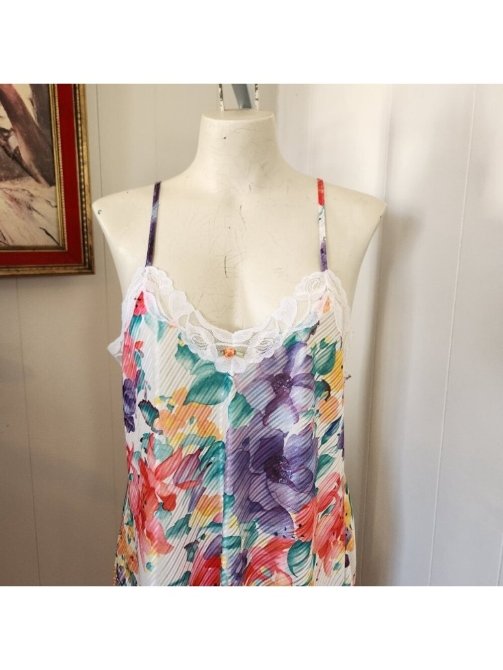 Vintage Floral Nightie Lingerie Sheer Slip Dress 90s 199ps Y2K Mini Fairycore - Picture 6 of 11